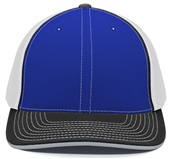 Pacific Headwear 404M Trucker PacFlex Mesh Baseball Caps ROYAL/WHITE/BLACK Front