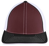 Pacific Headwear 404M Trucker PacFlex Mesh Baseball Caps MAROON/WHITE/BLACK Front