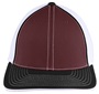 Pacific Headwear 404M Trucker PacFlex Mesh Baseball Caps MAROON/WHITE/BLACK Front