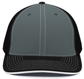 Pacific Headwear 404M Trucker PacFlex Mesh Baseball Caps GRAPHITE/BLACK/BLACK Front