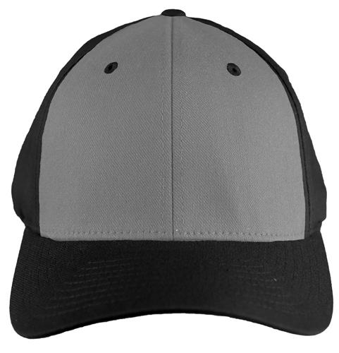 Richardson 185 Twill R-Flex Ball Caps (ALTERN.) GREY FRONT PANEL/BLACK PANELS & VISOR 