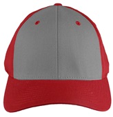 Richardson 185 Twill R-Flex Ball Caps (ALTERN.) GREY FRONT PANEL/RED PANELS & VISOR Front