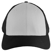 Richardson 185 Twill R-Flex Ball Caps (ALTERN.) WHITE FRONT PANEL/BLACK PANELS & VISOR Front