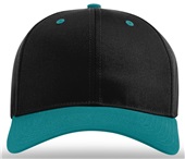 Richardson 212 Pro Twill Snapback Baseball Caps BLACK CROWN / BLUE TEAL VISOR Front