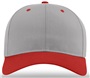 Richardson 212 Pro Twill Snapback Baseball Caps GREY CROWN / RED VISOR Front