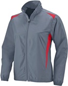  Womens Full Zip, Front Pockets, Open Bottom Jacket GRAPHITE/RED Pocket
