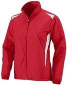  Womens Full Zip, Front Pockets, Open Bottom Jacket RED/WHITE Pocket