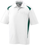 Adult 3-Button Polyester Wicking Athletic Sports Polo Shirt WHITE/DARK GREEN Pocket