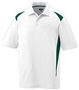 Adult 3-Button Polyester Wicking Athletic Sports Polo Shirt WHITE/DARK GREEN Pocket