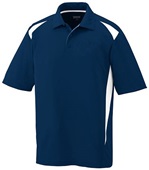 Adult 3-Button Polyester Wicking Athletic Sports Polo Shirt NAVY/WHITE Pocket