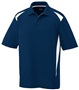 Adult 3-Button Polyester Wicking Athletic Sports Polo Shirt NAVY/WHITE Pocket