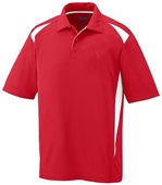 Adult 3-Button Polyester Wicking Athletic Sports Polo Shirt RED/WHITE Pocket