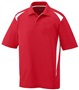 Adult 3-Button Polyester Wicking Athletic Sports Polo Shirt RED/WHITE Pocket