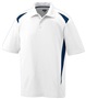 Adult 3-Button, Sporty Wicking Polo Shirt  WHITE/NAVY Pocket