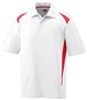 Adult 3-Button, Sporty Wicking Polo Shirt  WHITE/RED Pocket