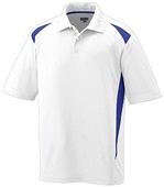 Adult 3-Button, Sporty Wicking Polo Shirt WHITE/PURPLE Pocket