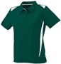 Womens 3-Button 2-Color Polyester Wicking Athletic Sports Polo Shirt DARK GREEN/WHITE Pocket