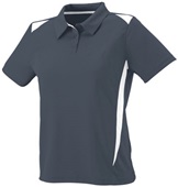 Womens 3-Button, 2-Color, Wicking Sport Polo Shirt GRAPHITE/WHITE Pocket