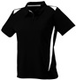 Womens 3-Button, 2-Color, Wicking Sport Polo Shirt BLACK/WHITE Pocket