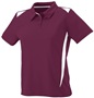 Womens 3-Button 2-Color Polyester Wicking Athletic Sports Polo Shirt MAROON/WHITE Pocket