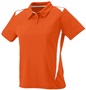 Womens 3-Button 2-Color Polyester Wicking Athletic Sports Polo Shirt ORANGE/WHITE Pocket