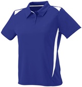 Womens 3-Button, 2-Color, Wicking Sport Polo Shirt PURPLE/WHITE Pocket