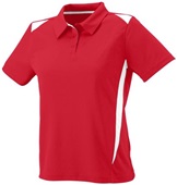 Womens 3-Button, 2-Color, Wicking Sport Polo Shirt RED/WHITE Pocket