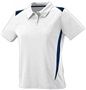 Womens 3-Button, 2-Color, Wicking Sport Polo Shirt WHITE/NAVY Pocket
