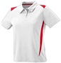 Womens 3-Button 2-Color Polyester Wicking Athletic Sports Polo Shirt WHITE/RED Pocket