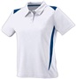 Womens 3-Button 2-Color Polyester Wicking Athletic Sports Polo Shirt WHITE/ROYAL Pocket