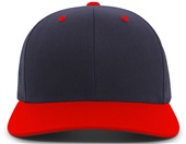 Pacific Headwear 302C Cotton-Poly Hook-And-Loop Adjustable Cap NAVY/RED Front