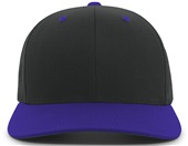 Pacific Headwear 302C Cotton-Poly Hook-And-Loop Adjustable Cap BLACK/PURPLE Front