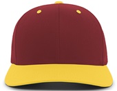 Pacific Headwear 302C Cotton-Poly Hook-And-Loop Adjustable Cap MAROON/GOLD Front