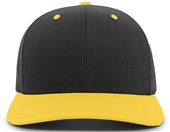 Pacific Headwear 302C Cotton-Poly Hook-And-Loop Adjustable Cap BLACK/GOLD Front