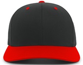 Pacific Headwear 302C Cotton-Poly Hook-And-Loop Adjustable Cap BLACK/RED Front