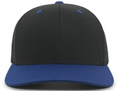 Pacific Headwear 302C Cotton-Poly Hook-And-Loop Adjustable Cap BLACK/ROYAL Front