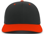 Pacific Headwear 302C Cotton-Poly Hook-And-Loop Adjustable Cap BLACK/ORANGE Front