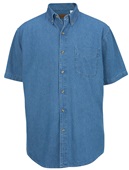 Edwards Mens Mid-Weight Denim Short Sleeve Shirt 007 - BLUE DENIM Pocket
