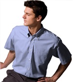 Edwards Mens Pinpoint Short Sleeve Oxford Shirt 001 BLUE Pocket