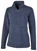 Charles River Womens Freeport Microfleece Pullover 5870 NAVY HEATHER Pocket