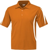 Baw Men's SS Crescent Cool-Tek Polo Shirts TEXAS ORANGE/WHITE Pocket
