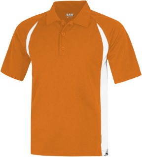 Baw Mens SS Color Body Cool-Tek Polo Shirts TEXAS ORANGE/WHITE 