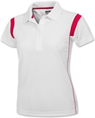 Baw Ladies SS White Rib Shoulder Cool-Tek Polos WHITE/RED Pocket