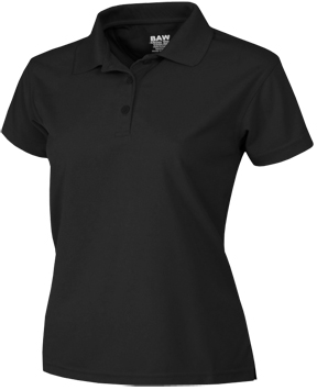 Baw Ladies Short Sleeve Solid Cool-Tek Polo Shirts BLACK 