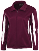 Baw Ladies Crescent Tricot Outerwear Jackets MAROON/WHITE Pocket