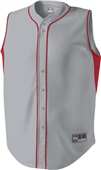 Holloway Fierce Faux Full Button Baseball Jerseys BLUE GREY/SCARLET Pocket