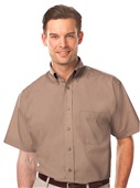 Blue Generation Men's SS Value Poplin Shirts TAN Pocket