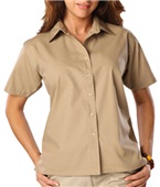 Blue Generation Ladies SS Value Poplin Shirts TAN Pocket