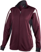 Womens Full Zip, Inside/Outside Pockets, Bottom Shockcord, Lightweight Jacket MAROON/BLACK/WHITE Pocket