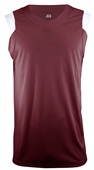A4 Moisture Management V-Neck Muscle Jerseys MAROON/WHITE Front